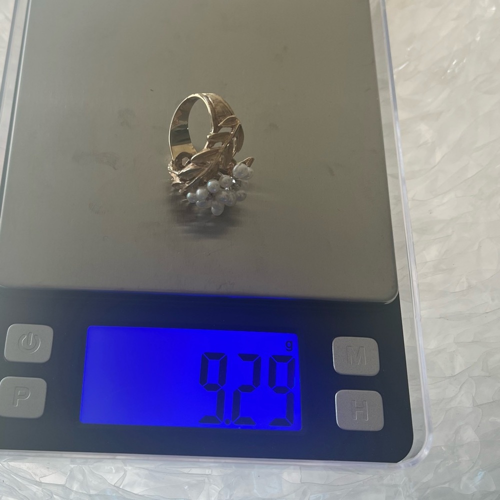 Mid-Century 14 K Solid Gold Seed Pearl Diamond Laurel Wreath Ring Size 6.5 - Picture 10 of 12